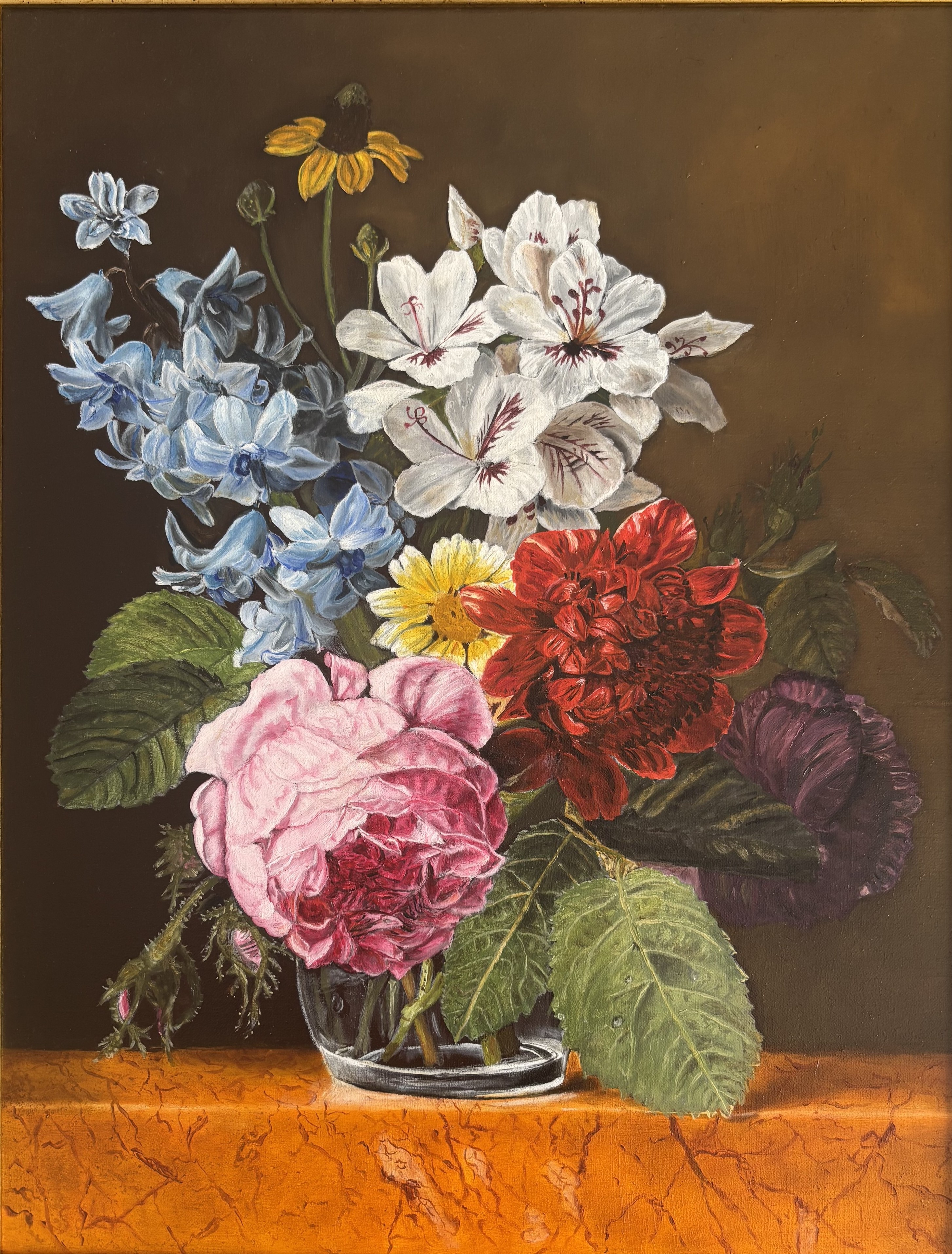 Bouquet dans un vase de verre